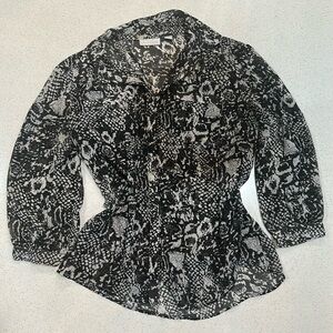 New York & Company Monochrome Snake Print Blouse